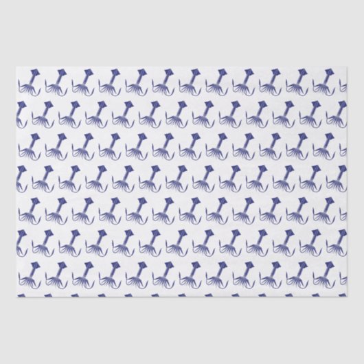 ヴィンテージ様式化スクイスケッチ#1ブルー 薄葉紙 (正面)