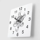 ヴィンテージ様式化タコスケッチ#1 スクエア壁時計 (傾斜)