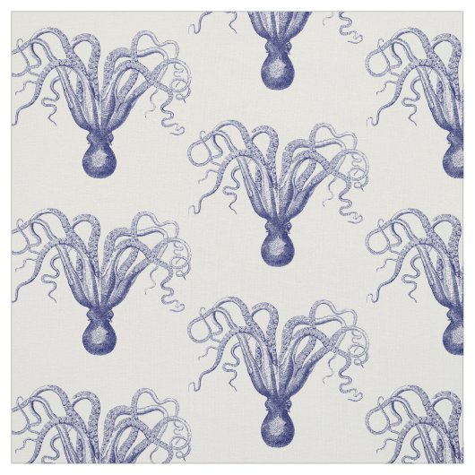 ヴィンテージ様式化タコスケッチ#8青 ファブリック (見本)