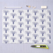 ヴィンテージ様式化タコスケッチ#8青 薄葉紙 (クラフト)