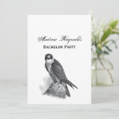 ヴィンテージ様式化ペレグリン《鳥》ハヤブサBW 招待状 (スタンド正面)