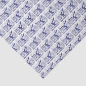 ヴィンテージ様式化ホエールテールスケッチブルー 薄葉紙 (詳細)