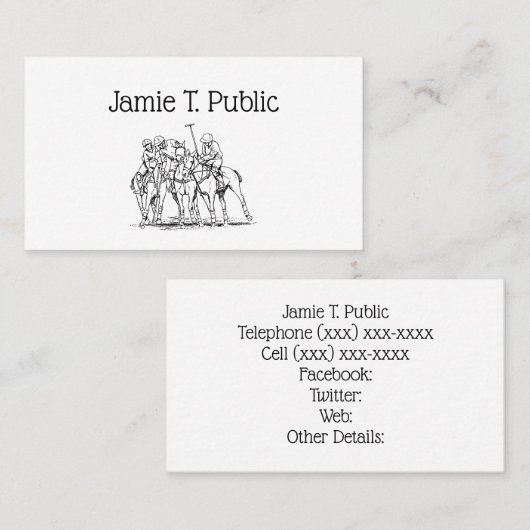 ヴィンテージ様式化ポロマッチスケッチ#1ブラック 名刺 (正面/裏面)