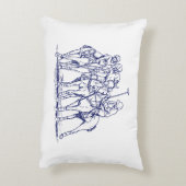 ヴィンテージ様式化ポロマッチスケッチ#1ブルー アクセントクッション (裏面(縦))