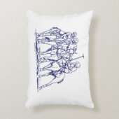 ヴィンテージ様式化ポロマッチスケッチ#1ブルー アクセントクッション (正面(垂直))