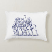 ヴィンテージ様式化ポロマッチスケッチ#1ブルー アクセントクッション (裏面)