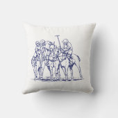 ヴィンテージ様式化ポロマッチスケッチ#1ブルー クッション (裏面)