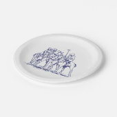 ヴィンテージ様式化ポロマッチスケッチ#1ブルー ペーパープレート (アングル)