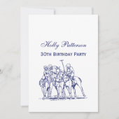 ヴィンテージ様式化ポロマッチスケッチ#1ブルー 招待状 (正面)