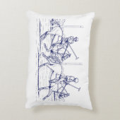 ヴィンテージ様式化ポロマッチスケッチ#2ブルー アクセントクッション (裏面(縦))