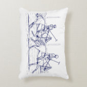 ヴィンテージ様式化ポロマッチスケッチ#2ブルー アクセントクッション (正面(垂直))