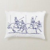 ヴィンテージ様式化ポロマッチスケッチ#2ブルー アクセントクッション (裏面)