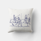 ヴィンテージ様式化ポロマッチスケッチ#2ブルー クッション (裏面)