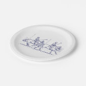 ヴィンテージ様式化ポロマッチスケッチ#2ブルー ペーパープレート (アングル)