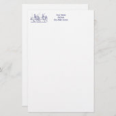 ヴィンテージ様式化ポロマッチスケッチ#2ブルー 便箋 (正面/裏面)