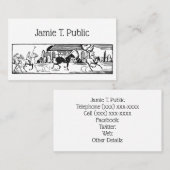 ヴィンテージ様式化ポロマッチスケッチ#3ブラック 名刺 (正面/裏面)