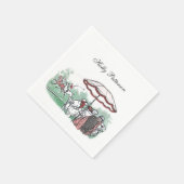 ヴィンテージ様式化ポロマッチレディースランチスケッチ スタンダードカクテルナプキン (角)