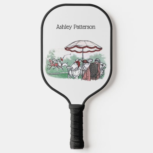 ヴィンテージ様式化ポロマッチレディースランチスケッチ ピックルボールラケット (正面)