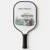 ヴィンテージ様式化ポロマッチレディースランチスケッチ ピックルボールラケット (裏面)