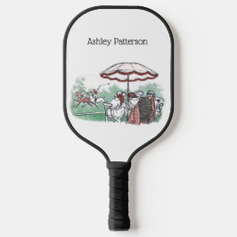 ヴィンテージ様式化ポロマッチレディースランチスケッチ ピックルボールラケット