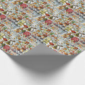 ヴィンテージ様式化マッシュルーム真菌DIYカラーBG ラッピングペーパー (角)