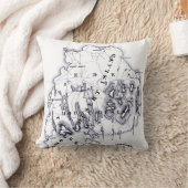 ヴィンテージ様式化山デザートアイランドMNマップブラック クッション (ブランケット)