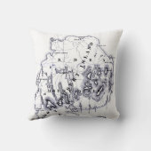 ヴィンテージ様式化山デザートアイランドMNマップブラック クッション (裏面)