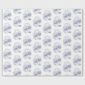 ヴィンテージ様式化山デザートアイランドMNマップブルー ラッピングペーパー (フラット)