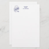 ヴィンテージ様式化山デザートアイランドMNマップブルー 便箋 (正面/裏面)