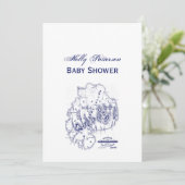 ヴィンテージ様式化山デザートアイランドMNマップブルー 招待状 (スタンド正面)