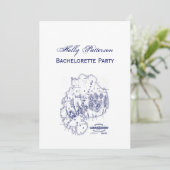 ヴィンテージ様式化山デザートアイランドMNマップブルー 招待状 (スタンド正面)