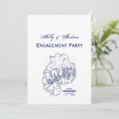 ヴィンテージ様式化山デザートアイランドMNマップブルー 招待状 (スタンド正面)