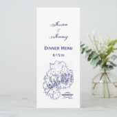 ヴィンテージ様式化山デザートアイランドMNマップブルー 招待状 (スタンド正面)