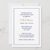 ヴィンテージ様式化山デザートアイランドMNマップブルー 招待状 (裏面)