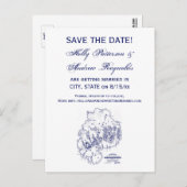 ヴィンテージ様式化山デザートアイランドMNマップブルー 案内ポストカード (正面/裏面)