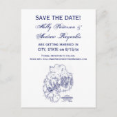 ヴィンテージ様式化山デザートアイランドMNマップブルー 案内ポストカード (正面)