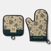 ヴィンテージ様式 鍋つかみ&鍋敷きセット (正面)