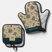 ヴィンテージ様式 鍋つかみ&鍋敷きセット (正面/裏面)