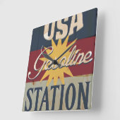 ヴィンテージ標識 スクエア壁時計 (傾斜)