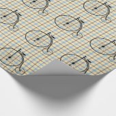 ヴィンテージ模様の自転車タータンチェック ラッピングペーパー (角)