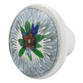 ヴィンテージ模様中央の赤い花 セラミックノブ