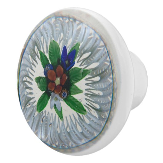 ヴィンテージ模様中央の赤い花 セラミックノブ (右)