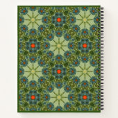 ヴィンテージ模様（緑、青い花） ノートブック (裏面)
