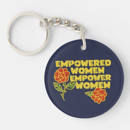 ヴィンテージ権限を持つ女性が女性をレトロ キーホルダー (正面)