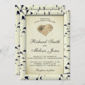 ヴィンテージ樺の木ツリーバークウッド結婚式招待状 招待状 (正面/裏面)