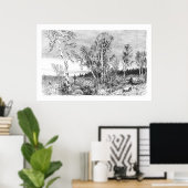 ヴィンテージ樺の木ツリー1800sアンティーク ポスター (ホームオフィス)