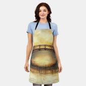 ヴィンテージ橋の川絵を描の田舎 エプロン (着用した状態)