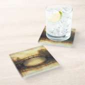 ヴィンテージ橋の川絵を描の田舎 ガラスコースター (アングル)