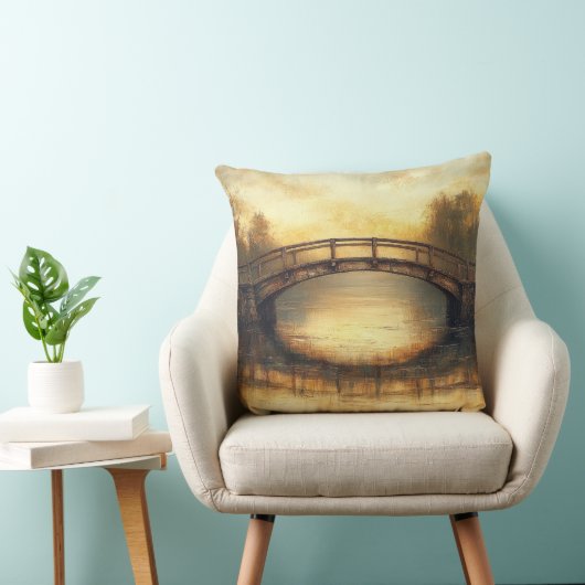 ヴィンテージ橋の川絵を描の田舎 クッション (椅子)