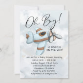 ヴィンテージ機の上に赤遠くにちゃんシャワー 招待状 (正面)